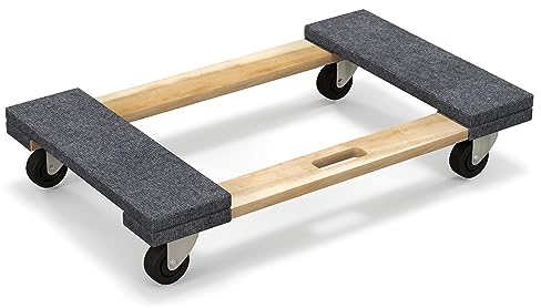 GOPLUS Rollbrett, 77x47cm Rollwagen bis 450kg belastbar, Möbelroller aus Massivholz mit Griffmulden & 4 Universalrädern, Transportroller für schwer beladene Geräte & Möbel beim Umzug, Natur