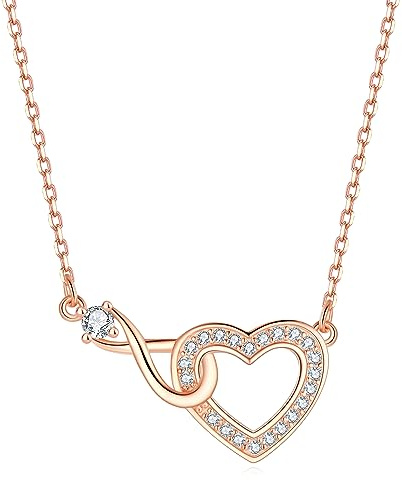 Jrêveinfini Unendlichkeits Halskette Damen 925 Silber mit Anhänger, Herz Infinity Schmuck für Frauen mit Geschenkbox, Geschenk zu Weihnachten, Valentinstag, Muttertag & Geburtstag