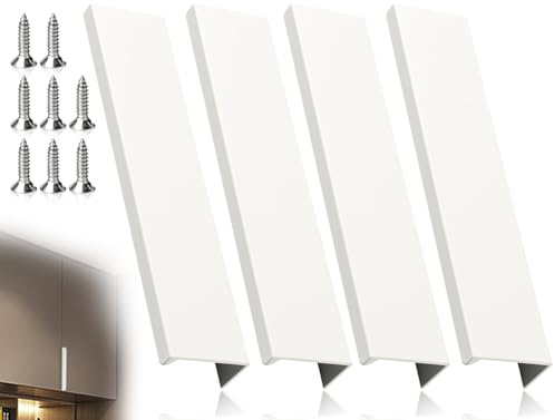 KAPSING 4 Stück Verdeckter Schrankgriffe, Versteckter Türgriff Schrankgriffe, Unsichtbare Möbelgriffe, Weiß Küchengriffe Schubladengriff(120mm)