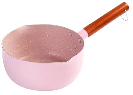 Cacerola para Salsa de Leche, Cacerola Antiadherente de Estilo Japonés con Boquillas para Verter, Olla para Sopa de Fideos para Restaurante de Cocina Casera(Rosa 18cm)