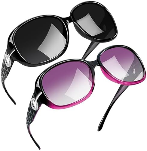 Joopin Grandes Gafas de Sol Mujer Moradas Degradadas y Negras Oscuras 2 Pack Gafas Polarizadas Protección UV400 Oversized Sunglasses Women Oculos de Sol Mulher