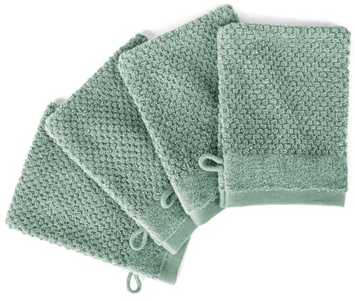Pure Label Waschlappen 4er-Pack 16x21cm aus 100% Baumwolle - Salbeigrün | Waschbar bis 60∘C, trocknergeeignet - weich & saugstark