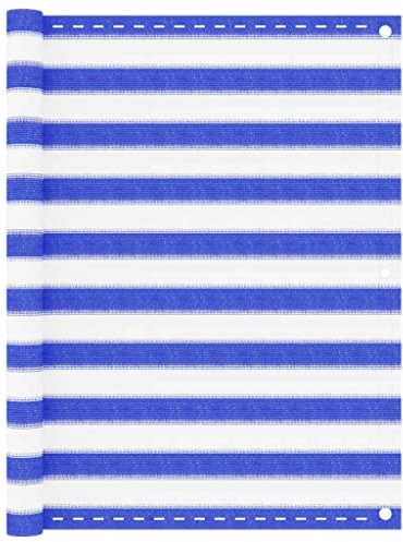 Balkon-Sichtschutz,Sonnensegel für draußen,Sichtschutz,Seitliche Vorhänge,Sonnenschutzsegel,Terrassen-Sonnenschutz,Balkonabdeckungen,für Garten,Außenbereich, Blau und Weiß 120x600 cm HDPE