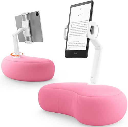 SAIJI Tablet-Kissenständer, Kindle-Ständer kompatibel mit 11,9 cm - 39,6 cm (4,7-15,6 Zoll) Kindle, Telefon, iPad, 360° Verstellbarer iPad-Halter für Bett mit flexiblem Doppelachsenarm und