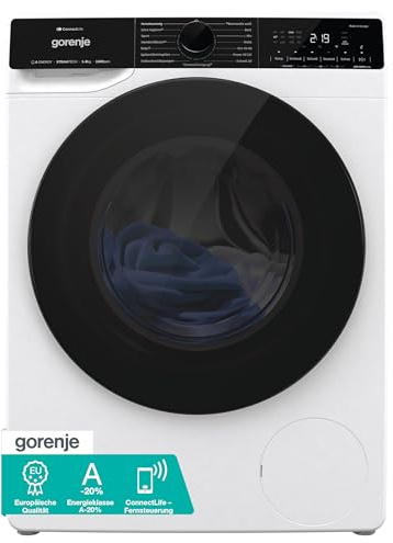 Gorenje WPNA84A2TS Waschmaschine mit Dampffunktion/ConnectLife / 8Kg / 1400 U/min / 15 Programme/Totaler AquaStop/Wave Active Trommel/ExtraHygiene/PowerWash/Schnell Waschgang/EEK: A-20%