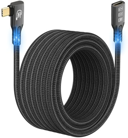 Cable de extensión USB C 3.2 de 90 grados 20Gbps, USBC 3.2 Gen2 Tipo-C Cable de extensión macho a hembra Ultra 4K@60Hz 240W Carga Transferencia de datos eGPU SSD (90degrés extension 20G 240W 3M)