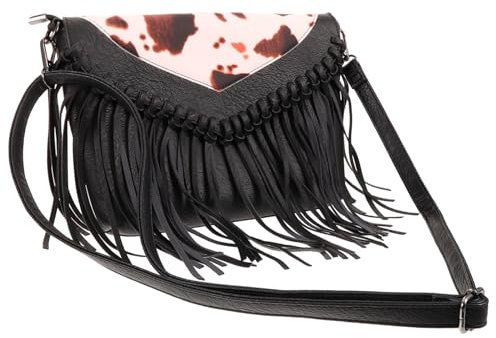 LIFKOME Fransen Umhängetasche Mit Verstellbarem Schultergurt Canvas Und Pu Material Fransen Und Kettenverzierungen Für Damen