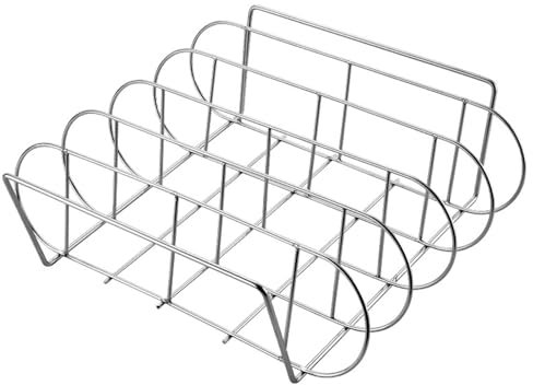 Griglia per costolette in Acciaio Inossidabile, griglia per costolette in Acciaio Inossidabile, griglia Grande | Pratica casseruola per Grigliare e affumicare, Contiene 4 costolette, 100% Adatta agli