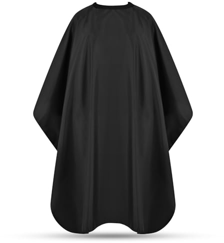 JSAZCKC Hårklippningskappa med justerbar snäppstängning, professionell frisörkappa, stor storlek frisyrsalongstillbehör för män och kvinnor – 178 cm x 56 (svart), Svart, 1 Count (Pack of 1)