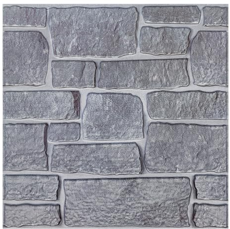 Commomy 3D Wandpaneele Selbstklebend Steinoptik, 10 Stück, 30x30cm | Wandverkleidung Steinoptik Wasserdicht 3D PVC Wall Panel für Wohnzimmer Schlafzimmer Küche Innendekoration