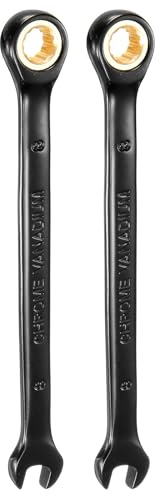 QUARKZMAN 2 Piezas Llave de Trinquete 8mm Métrica de Boca Abierta 72 Dientes Acero CR-V Niquelado Llave Combinada de Trinquete para Tuercas y Pernos