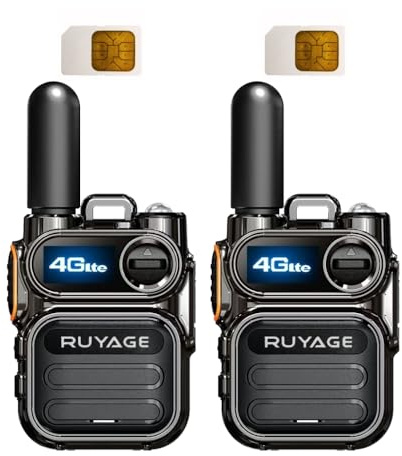 Ruyage X40 Global Walkie Talkies 5000 Mile Long Range Poc radios, 4G LTE Unlimited Range Nationwide PTT Two Way Radios for Family, Logistics, Company, Construction Site with Sim Card (2pcs)