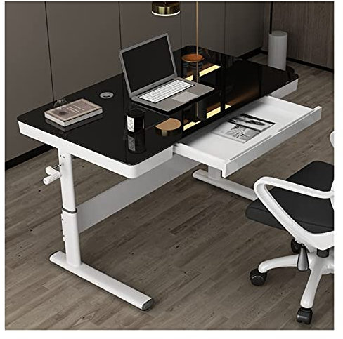 Scrivania per computer regolabile in altezza, postazione di lavoro moderna e minimalista con cassetto, scrivania in piedi per PC gaming e studio, tavolo da scrittura a sollevamento manuale, 1 metro