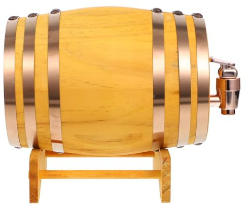 FUNNETOYU Barril de Vino de Madera 1l Tapa y Soporte para Bar