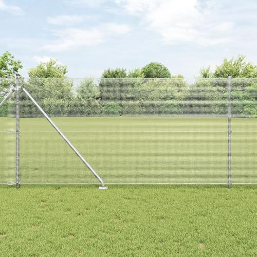 Snsowed Recinzione in Filo saldato con 13 Pali a Punta 1.4x50 m in Acciaio zincato,Reti di Acciaio zincato,Recinzione in Filo-3352004