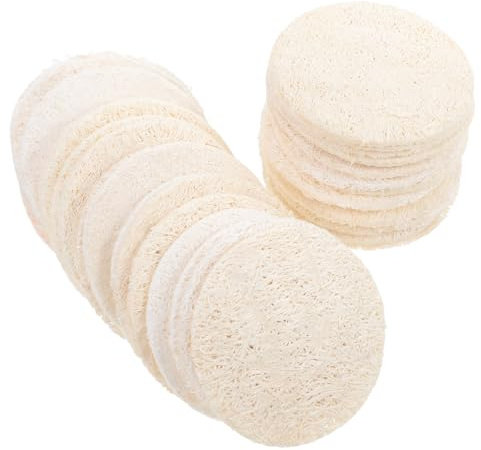 BATHVEVE 36 Stück Luffaschwämme zum Gesichtspeeling aus Natürlichem Loofah Sanfte Reinigung und Hautpflege für Tägliche Anwendung und Geschirrspülen