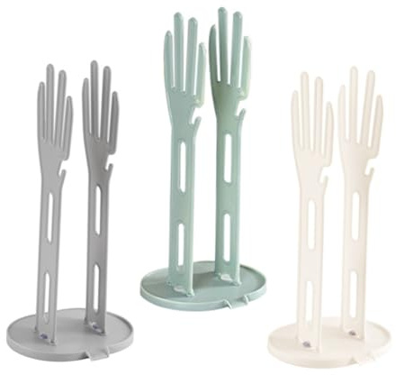 SECFOU 3pcs Kitchen Glove Holder Rack with Drip Tray Multipurpose Rubber Glove Dryer and Dishcloth Storage Stand Space Saving Wall Mountable Sink Shelf for Kitchen Organization and Easy