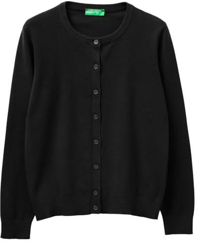 United Colors of Benetton Maglia Coreana M/L 1C19D502P Maglione Cardigan, Nero, M Donna