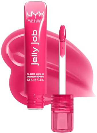 NYX Professional Makeup Jelly Job, Lucidalabbra, Finish Ultra Brillante, Applicatore a Spatola, Formula Vegana, Infuso con Peptidi, Shade: Juicy Jelly, 8 ml