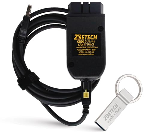 2BeTech Câble OBD2 USB pour Diagnostic – Interface Dual-K & Can avec Puce STM32F405 – pour Véhicules 1997-2023