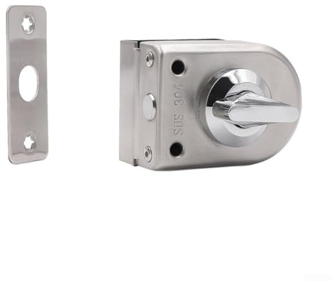 Verrou de porte en verre pour maison et hôtel, construction en acier inoxydable et bouton rotatif pour 8 portes en verre sans cadre de 12 mm