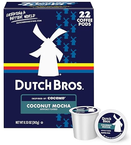Dutch Bros Coconut Mocha Flavored Coffee inspired by Cocomo®, 22 Count, Medium Roast, Single Serve Coffee Pods for Keurig K-Cup Brewers