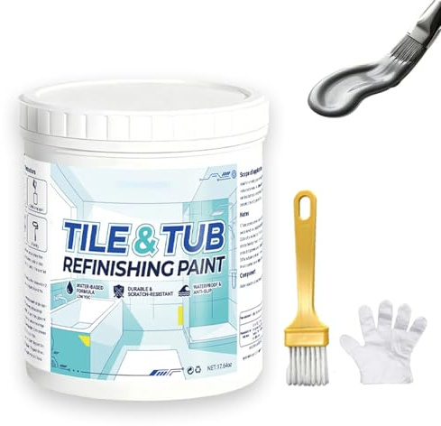 Kit Di Vernice Premium per Il Restauro Di Piastrelle E Vasche Da Bagno, Vernice a Base D'acqua per Il Restauro Di Piastrelle E Vasche Da Bagno - Asciugatura Rapida, Antiscivolo, Impermeabile (#E,500g)