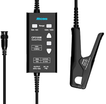 Sonde de courant alternatif/continu basse fréquence Micsig, 800kHz, mesure de courant 50mA~10Apk (10A, 10X), compatible avec tous les oscilloscopes connectés en BNC (CP2100A)