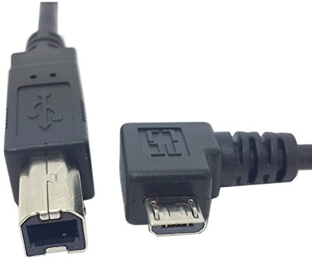 Xiwai Linksgewinkeltes 90 Grad Micro-USB OTG auf Standard B Typ Drucker Scanner Festplattenkabel 60 cm