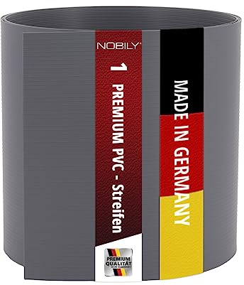 Premium Zaunsichtschutz HART-PVC / 1 x Streifen 2,525 m/Höhe 19 cm Fenstergrau - Zaun Sichtschutzstreifen Fachhandelsware für Doppelstabmattenzaun Zaun Sichtschutz grau - keine Folie