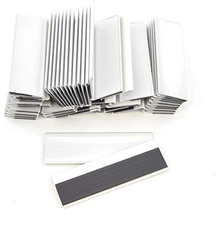Magnetische Etikettenhalter für Einstecketiketten 300 mm Breit/Tickethalter/Etiketten Halter (33 mm Höhe, Weiß, 50 Stück)