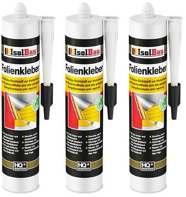 Isolbau Profi Folienkleber - 3 x 450 g Bauelastischer 1K Klebe-Dichtstoff zur Verklebung von Kunststofffolie, Dampfbremsen & Dampfsperren