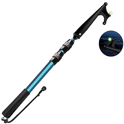 SANLIKE Telescopic Boat Hook for Docking, Extendable Marine Docking Pole with Luminous Design, Rust-Resistant Aluminum, Non-Slip Handle, Lightweight Boat Accessories for Kayak Fishing Pontoon