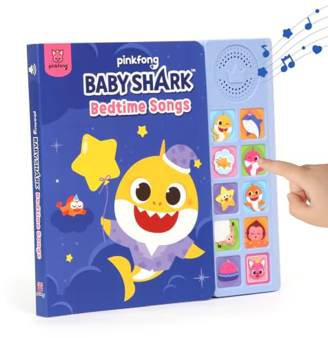 Pinkfong Baby Shark Bedtime Songs 10 Button Sound Book - Interactive Musical Lullaby Toy for Toddlers & Babies, Sleep Routine Learning & Sensory Educational English Board Book - PFNSB009