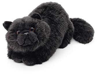 Uni-Toys - Perserkatze schwarz, liegend - 31 cm (Länge) - Plüsch-Katze - Plüschtier, Kuscheltier