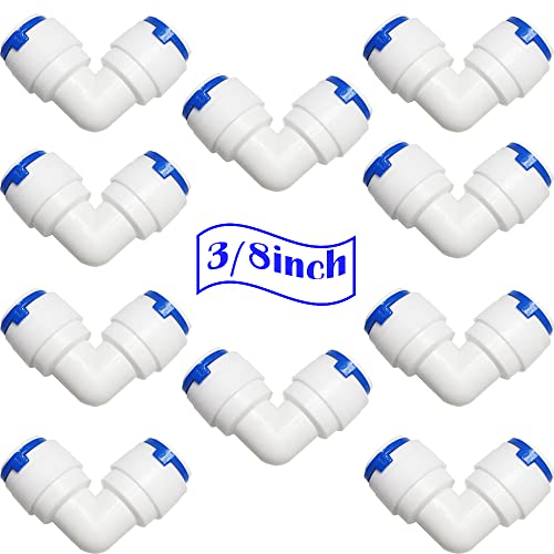 CESFONJER Ro Water Filter Fitting, 10 Pcs 3/8 Elbow Push Fit Quick Connect, for Water Filter Dispensers and Reverse Osmosis