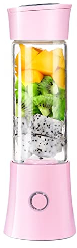 Maizoon Stirring Cup Pink USB Rechargeable 480ml Single Model Glass Body with Bottom Lid One cup of Dual-use Small Electric Juicing Soy Milk Making Complementary Food Ice Crushing
