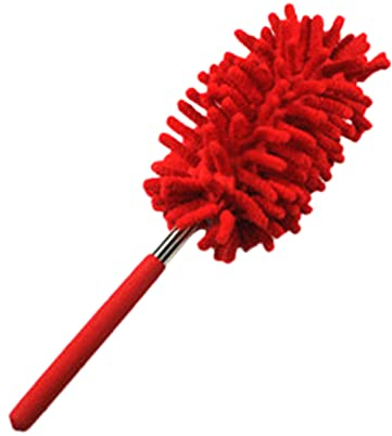 Labstandard Plumeau Poussière Microfibre avec Tige télescopique pour éliminer la poussière et Les Taches sur Les fenêtres et Les Meubles Plumeau à Poussière Lavable avec Manche (Rouge)
