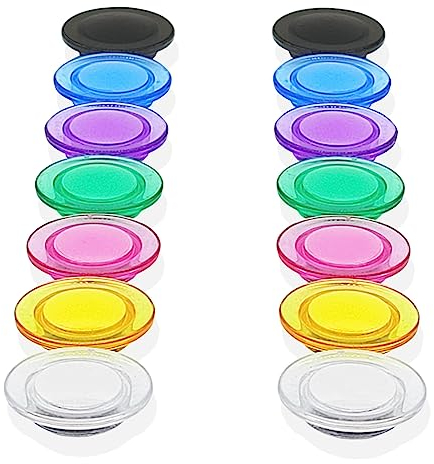 ZDZBLX Magnete für Magnettafel, 14 Stück 7 Farben Mini Magnete, Stark Transparent Rund Kühlschrankmagnete,Magneten für Tafel mit Starker Halt,Bunt Whiteboard Magnet für Magnetwand Pinnwand Kühlschrank