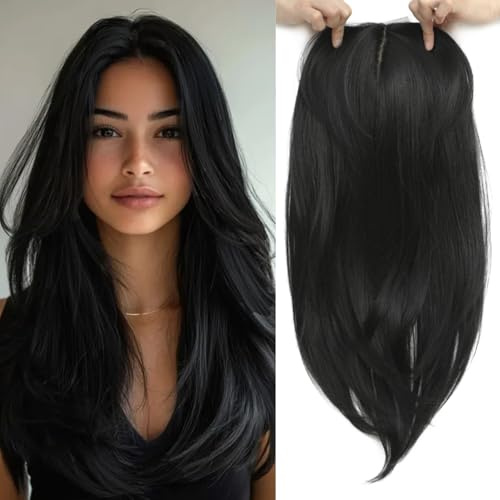 Hair Toppers for Thinning Hair 18inch hair Pieces for Women 6.5X6.5 Inch Hairtopper Adding Extra hairVolume, Natural Straight Hairpiece Super Soft Feel Like Realhair