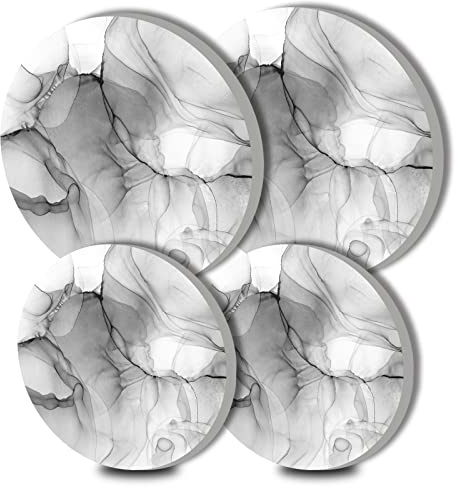 Marbling Round Metal Hob Covers Set of 4 Stove Cooker Hob Covers for Cookers Gas Stove Protector Cookware Accessories Modern Cooktop Decor