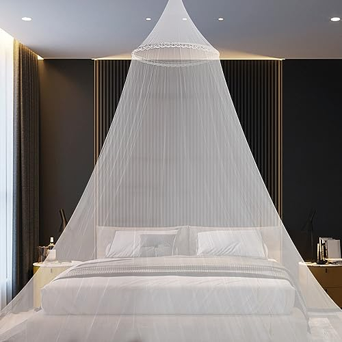 Zehan Zitong Mosquito Net, Luxury Mosquito.Mosquito Net for Double Bed, Single Bed, Baby Bed, Children's Room with, Fine Mesh Bed Canopy, Easy to Install Mosquito Net Bed for Travel, Camping, White