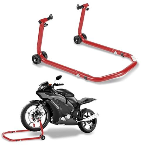 Gimisgu Motorradheber, Motorradheber Motorrad Vorne zum Aufbocken, Aufbockvorrichtung, breitenverstellbar, Wartungs-/Montagearbeiten für Motorräder bis 300 kg (Rot)
