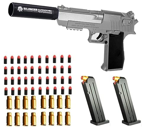 Toy gun with soft bullets,Foam Blasters,toy gun for Boys with ejectable magazine-1:1 size toy gun with magazine for safety training or play,unique gift