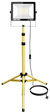 RIGIDON 100W Tripod Stand LED Work Light, 100W Floodlight, Flexible Portable Job Site Light, 10000LM 175V to 265V Outdoor Indoor worklight for Workshop, Garage, Construction, Basement, White, IP65