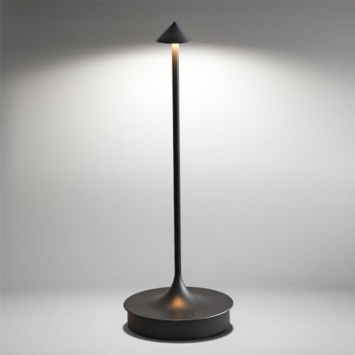 Leomix LED Tischlampe kabellos, Akku Tischleuchte, Touch-dimmbar, IP54 | LED Tischlampe Outdoor aus Aluminium, 4000-mAh-Akku, stufenlos dimmbar – für Esstisch, Balkon und Terrasse