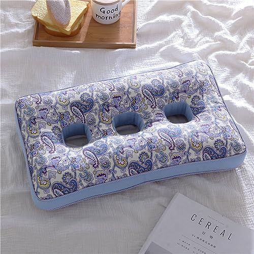 N/A Three-Hole Ear Pillow, Side Sleeping Pillow, Ear Protection Pillow Buckwheat Shell Pillow Core, Hollow Pillows for Ear Pain And Sore Ears,F