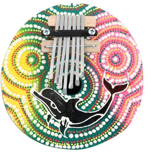 VICASKY Painted Coconut Shell Thumb Piano - Handcrafted Multi-Color Decorative Musical Instrument for Home Decor and Kids