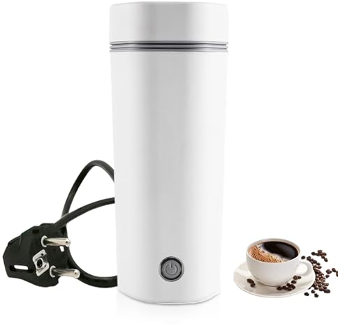 Pequeño hervidor De Agua Portátil,450 ML 220 V/300W Hervidor De Viaje,Hervidor De Agua Portatil Electrico,Mini Taza De Agua Eléctrica Para Té,Leche,Café(Blanco)