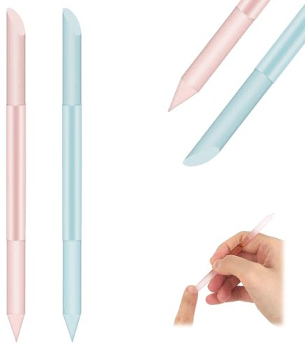 Giantree Lot de 2 repousse-cuticules en verre, outil de retrait des cuticules, lime à ongles double tête, bâton de manucure professionnel pour ongles naturels et cuticules (bleu clair + rose)